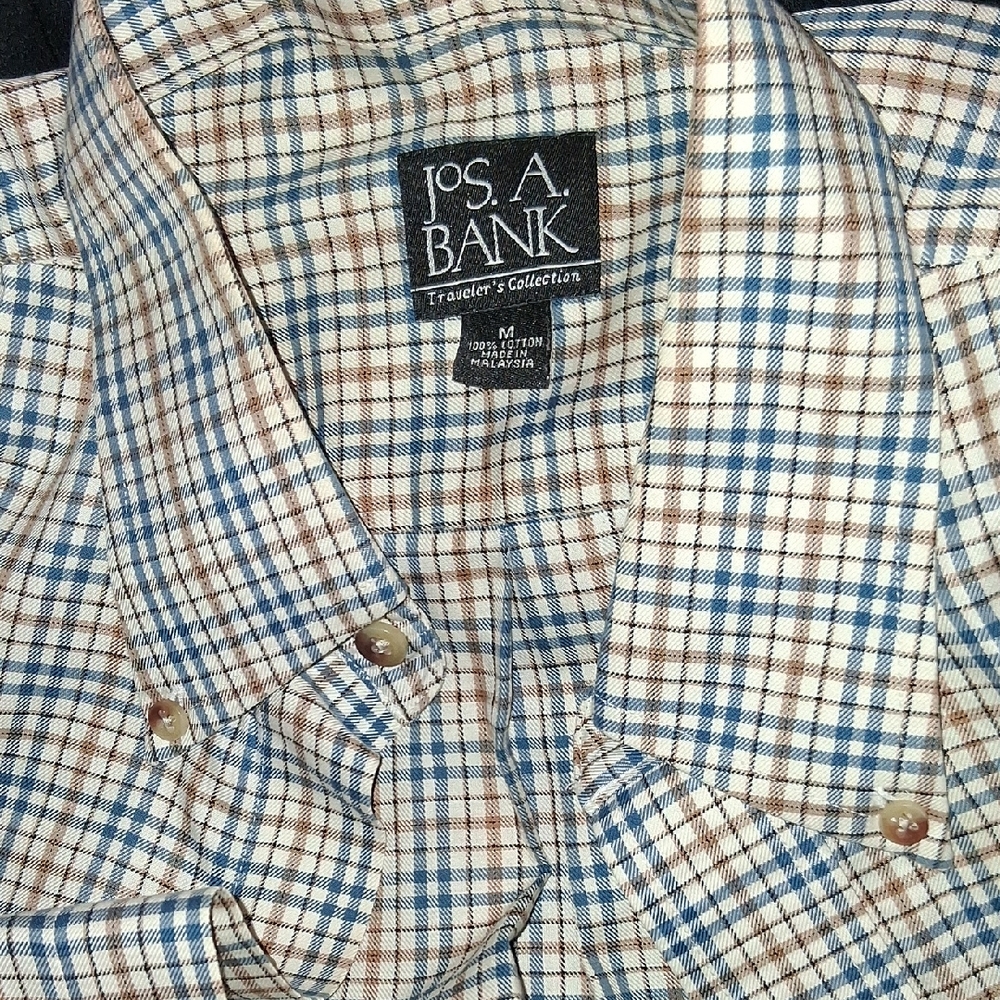 Jos. A. Bank Men's Checkered Shirt in Blue and Brown